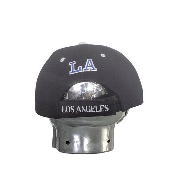 City of Los Angeles Olde English embroidered L.A  Black Strapback Baseball‎ Cap - Picture 5 of 7
